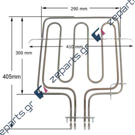 Αντίσταση με γκρίλ 2900watt (2000+900watt) άνω μέρος φούρνου κουζίνας GORENJE / KORTING / CANDY 616025