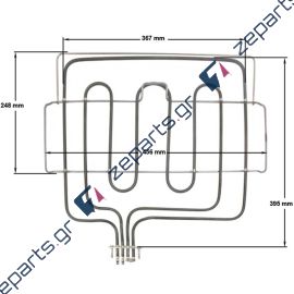 Αντίσταση με γκρίλ 2700W 230V πάνω φούρνου κουζίνας BOSCH/SIEMENS/PITSOS/NEFF