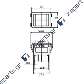 Διακόπτης μονός I-0-II 6 επαφών 16A με φως Γενικής Χρήσης