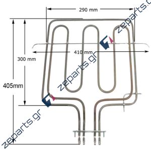 Αντίσταση με γκρίλ 2900watt (2000+900watt) άνω μέρος φούρνου κουζίνας GORENJE / KORTING / CANDY 616025