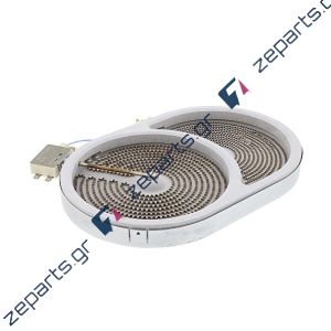 Εστία κεραμική διπλή οβάλ 2400w, 900+1500watt, 220volt, Φ285 X 192mm με 6 άκρα