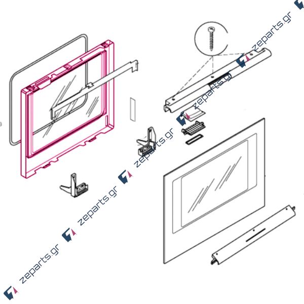 Κρύσταλλο εσωτερικό μαζί με πλαίσιο πόρτας φούρνου κουζίνας SIEMENS / PITSOS / BOSCH Original 00474024, 474024