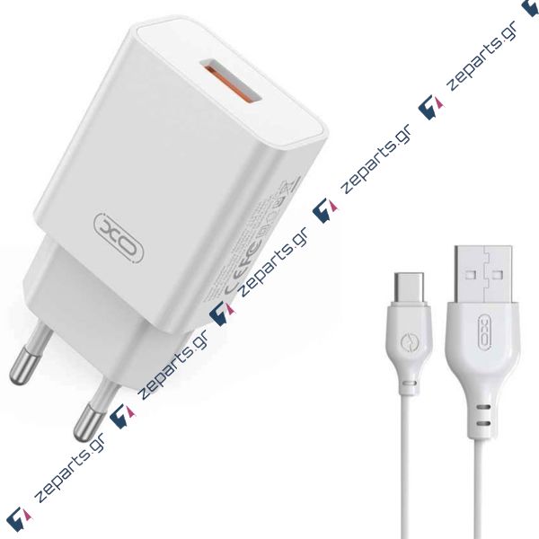 Φορτιστής Γρήγορης Φόρτισης USB 18W με Καλώδιο Type-C