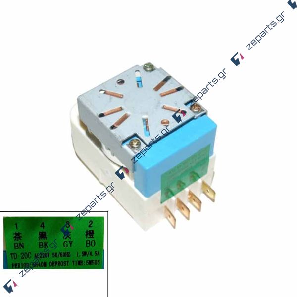 Χρονοδιακόπτης απόψυξης ψυγείου 6h/40min (6 ώρες - 40 λεπτά) 4 επαφών(1-4-3-2) AEG /ZANUSSI / SAMSUNG ΓΕΝΙΚΗΣ ΧΡΗΣΗΣ