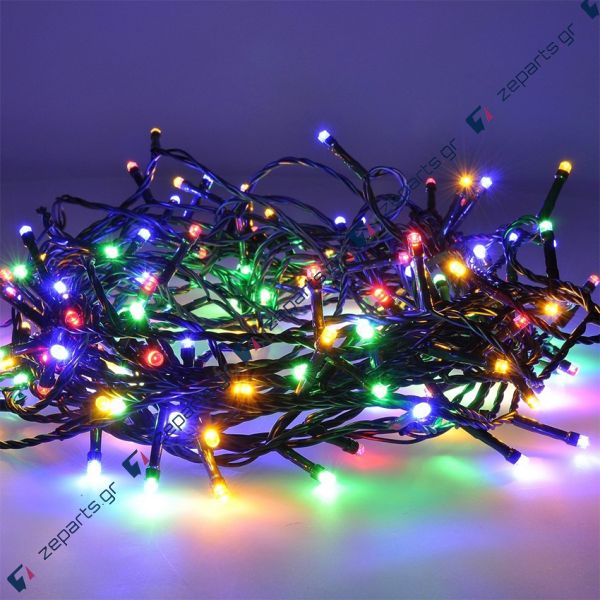Λαμπάκια χριστουγεννιάτικα LED 100 φωτάκια πολύχρωμα με πράσινο καλώδιο & προγράμματα