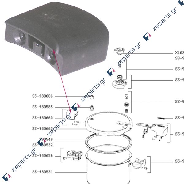 Λαβή καπακιού χύτρας ταχύτητος SEB / TEFAL OPTIMA VITALY Original SS-980660