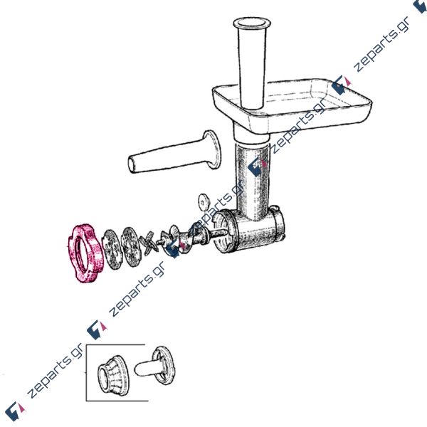 Παξιμάδι κρεατομηχανής στη βάση μαχαιριού TEFAL / MOULINEX / KRUPS Original MS-0692107, SS-989842