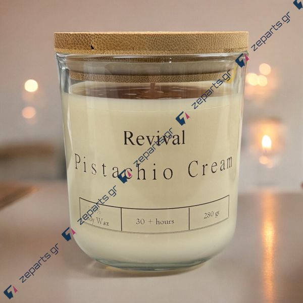 Κερί REVIVAL GLASS & WOODEN 280gr PISTACHIO CREAM